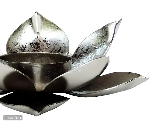 Trunkin' Lotus Tealight Holder , Diwali Candle Holder, tealight Holder, Diwali Gift, Best Gift for Diwali Decor, Diwali Decoration ,Silver Foil- 5x1.5 Inch-thumb3