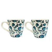 Trunkin' Mugs Set of 2 || Ceramic Mugs || Tea Mugs || Coffee Mugs || Microwave Safe || Cream  Teal || 4.5x3.25 Inch-thumb1