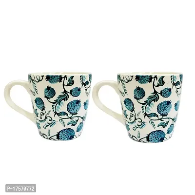 Trunkin' Mugs Set of 2 || Ceramic Mugs || Tea Mugs || Coffee Mugs || Microwave Safe || Cream  Teal || 4.5x3.25 Inch-thumb2