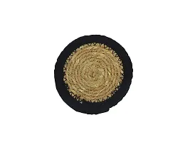 Trunkin' Black  Natural Jute Table Coaster with Holder Set of 6 - 4-thumb4