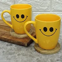 Trunkin' Mugs Set of 2 || Tea Mugs || Coffe Mugs || Smile || Microwave Safe Coffee Mugs Ceramic || Yellow || 5x4.5 Inch-thumb2