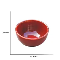 Trunkin' Ceramic Katori Set of 4 // Microwave Safe Bowl // Red // Clay Katori // Serving Bowl // Sauce katori // Earthenware Bowl for Serving Curd, Vegetables Set of 4 // Size : 3.5x2 Inches-thumb2