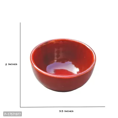 Trunkin' Ceramic Katori Set of 4 // Microwave Safe Bowl // Red // Clay Katori // Serving Bowl // Sauce katori // Earthenware Bowl for Serving Curd, Vegetables Set of 4 // Size : 3.5x2 Inches-thumb3