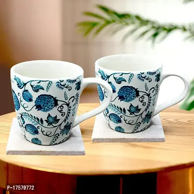 Trunkin' Mugs Set of 2 || Ceramic Mugs || Tea Mugs || Coffee Mugs || Microwave Safe || Cream  Teal || 4.5x3.25 Inch