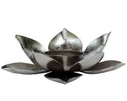 Trunkin' Lotus Tealight Holder , Diwali Candle Holder, tealight Holder, Diwali Gift, Best Gift for Diwali Decor, Diwali Decoration ,Silver Foil- 5x1.5 Inch-thumb1