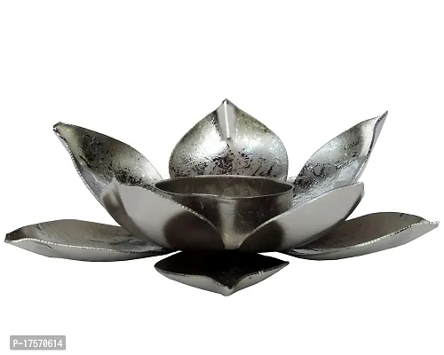 Trunkin' Lotus Tealight Holder , Diwali Candle Holder, tealight Holder, Diwali Gift, Best Gift for Diwali Decor, Diwali Decoration ,Silver Foil- 5x1.5 Inch-thumb2