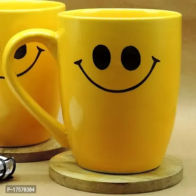 Trunkin' Mugs Set of 2 || Tea Mugs || Coffe Mugs || Smile || Microwave Safe Coffee Mugs Ceramic || Yellow || 5x4.5 Inch