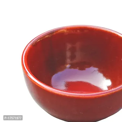 Trunkin' Ceramic Katori Set of 4 // Microwave Safe Bowl // Red // Clay Katori // Serving Bowl // Sauce katori // Earthenware Bowl for Serving Curd, Vegetables Set of 4 // Size : 3.5x2 Inches-thumb4