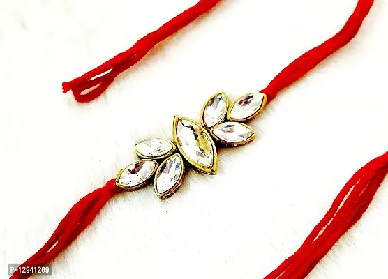 JN HANDICRAFT� Kundan Rakhi for brother pack of - 2 RAKHI-thumb0