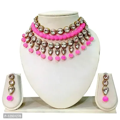 JN HANDICRAFTtrade; Light Pink Beads Chokar Necklac (JNH-50(L Pink)