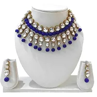 JN Handicraft Blue Beads Kundan Chokar Necklace for Women and Girls-thumb2