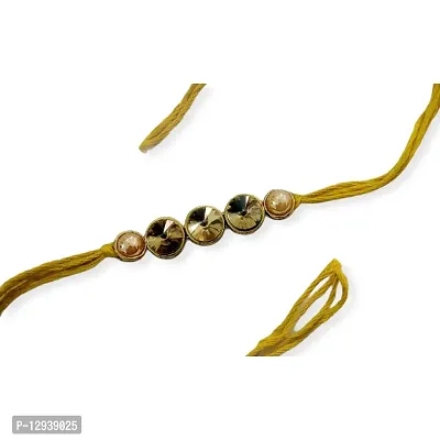 JN HANDICRAFT™ Kundan Rakhi for brother pack of - 3 RAKHI-thumb0