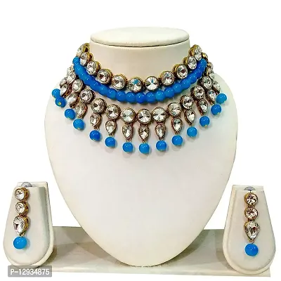 JN HANDICRAFT™ Firozi Beads Chokar Necklac (JNH-50(Firozi)