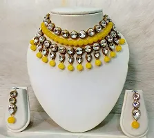 JN HANDICRAFT™ Yellow Beads Chokar Necklac (JNH-50(Yellow)-thumb1