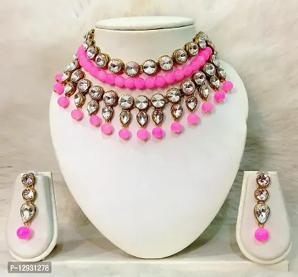 JN HANDICRAFTtrade; Light Pink Beads Chokar Necklac (JNH-50(L Pink)-thumb2