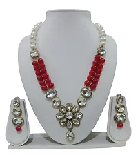 JN HANDICRAFT™ Red Beads Necklac with Stunning Kunan Stone for Girl & Women (JNH-19 RED)-thumb1