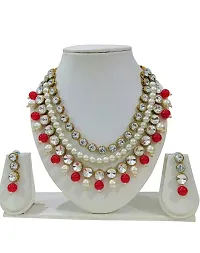 JN HANDICRAFT? Red Beads Three Layerd Necklace (3L-32-RED)-thumb1