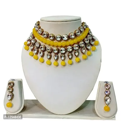 JN HANDICRAFT™ Yellow Beads Chokar Necklac (JNH-50(Yellow)