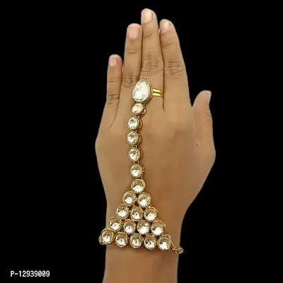 JN HANDICRAFT? Premium Hath Phool/Hand Thong/Pearl Bracelet/Finger Ring Bracelet for Women and Girls(White)-thumb3