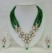 JN HANDICRAFT? Antique Green Beads Necklac with Stunning Kunan Stone for Girl & Women (JNH-75)-thumb1