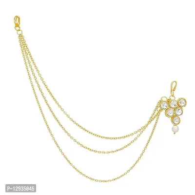 JN HANDICRAFT Latest Hair Jewelry Traditional Gold Pearl Stylish Chain Maang Tikka Jewellery Set for Women Girls(Design-1)