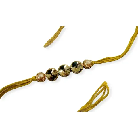 JN HANDICRAFTtrade; Kundan Rakhi for brother pack of - 2 RAKHI