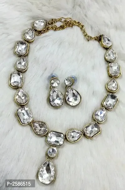 White Alloy Kundan Necklace Set