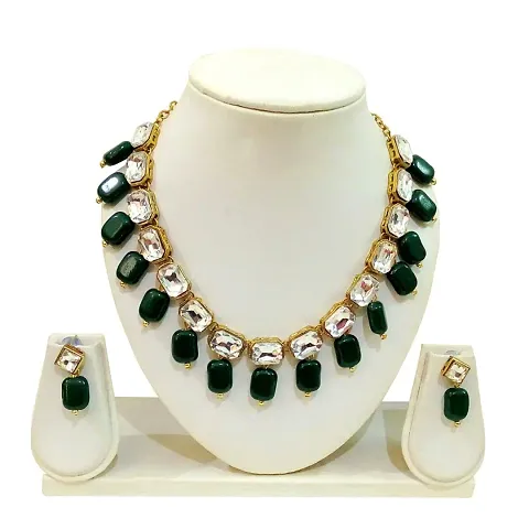 Kundan Square Stone Necklace set with Earring