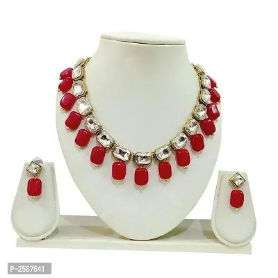 Kundan Square Stone Necklace set with Earring