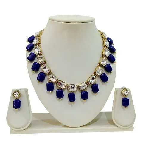 Kundan Square Stone Necklace set with Earring