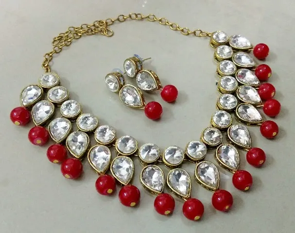 Kundan and Glass Beads Necklace set with Earring