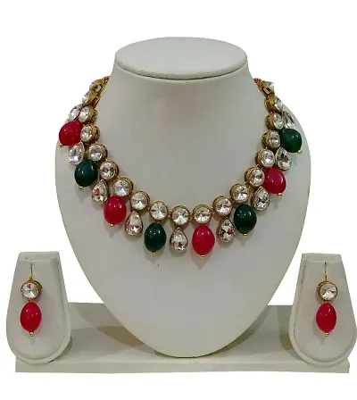 Beautiful Kundan Stone Necklace Set with Earring