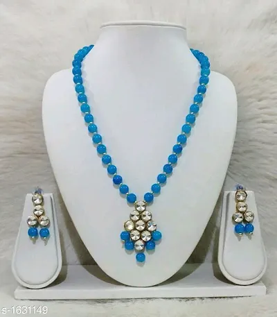 Alloy Kundan Beads Nacklace Set