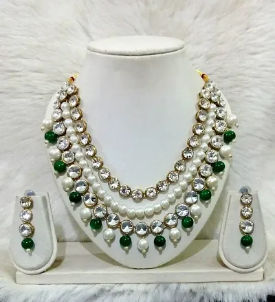 Stylish Multilayered Pearl Crystal Necklace Sets