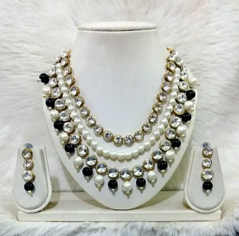 Stylish Multilayered Pearl Crystal Necklace Sets
