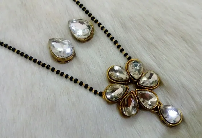 Trendy Alloy Kundan Mangalsutra Set