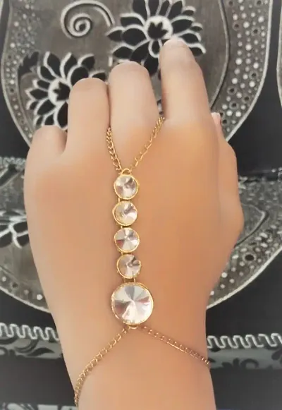 Trending Gold Plated Kundan Designer Ring Bracelets