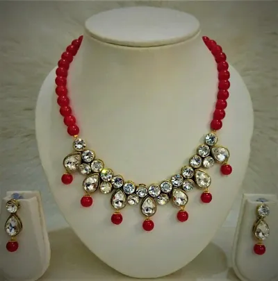 Beautiful Statement Kundan Design Necklace with Earrings
