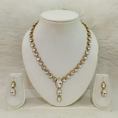 Alloy Kundan Necklace set with Earring (8St-16)