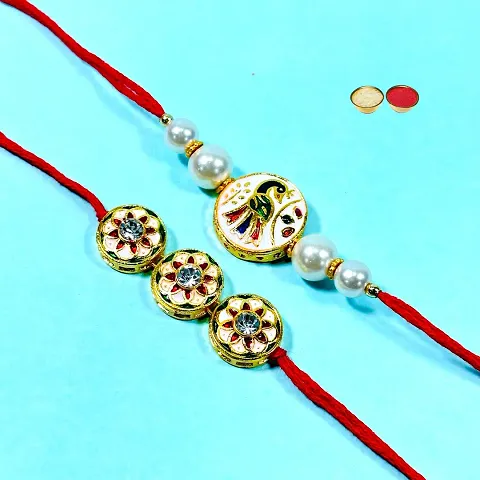 Classy Bhaiya Bhabhi Rakhi and Necklace Combo set