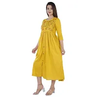 DMP FASHION Women's Rayon Embroidery Work Kurti (Yellow)-thumb2