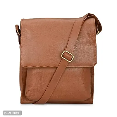 Texure Leather Messenger Bag for Men - Brown/Adjustable Shoulder Strap