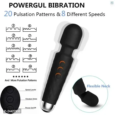 Rechargeable Personal Massager - Quiet  Waterproof - 20 Patterns  8 Speeds - Travel Bag Included - Men  Women - Perfect for Tension Relief, Muscle, Back, Soreness, Recovery-thumb2