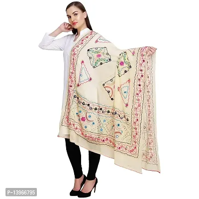 Off White Embroidered Dupatta-thumb0