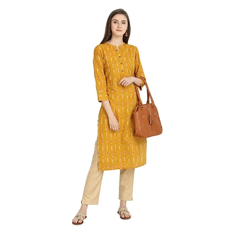 Trendy Cotton Embroidered Round Neck 3/4 Sleeve Kurta