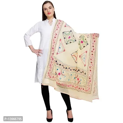 Off White Embroidered Dupatta-thumb2