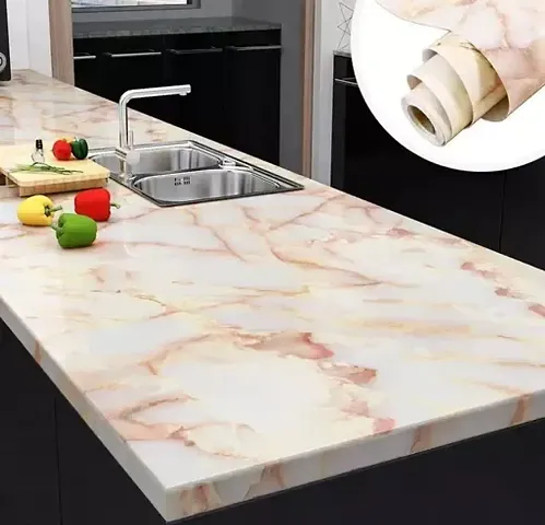 WISDOM? 24""x50"" Orange Marble Wallpaper Countertop Contact Paper Waterproof Peel and Stick Countertops Marble Wallpaper Self Adhesive Paper for Table Top Cabinets Kitchen Counter