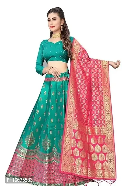FANCY JAQUARD LAHENGA CHOLI with unstiched blouse-thumb0