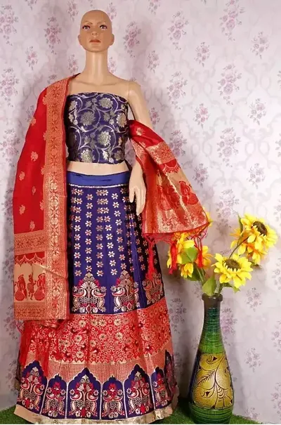 Fancy Art Silk Semi Stitched Lehenga Choli For Women
