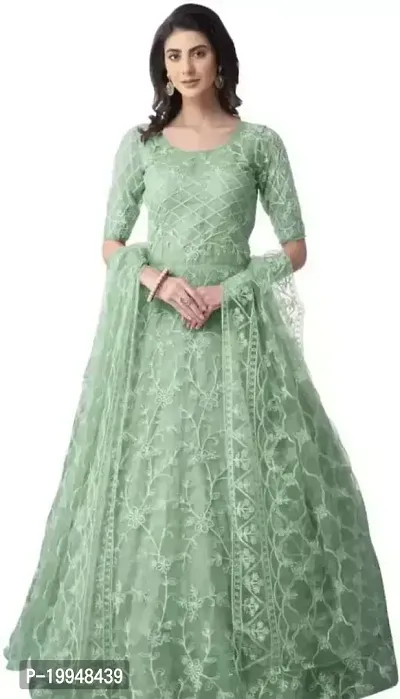 Stylish Indo-western Green Georgette Gown